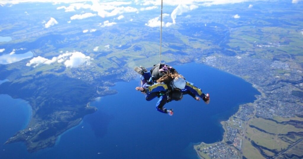 Sky diving at Lake Taupo, New Zealand