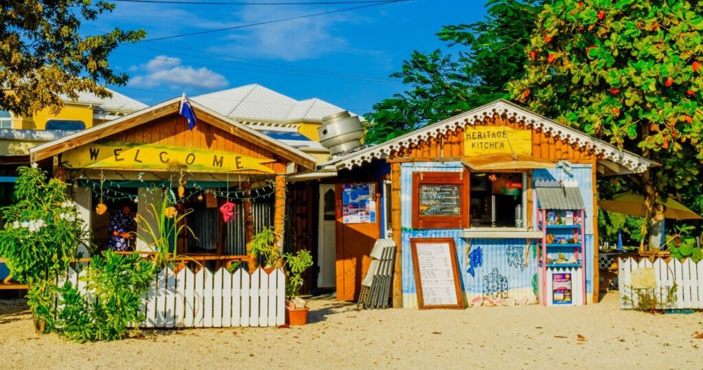 a shop and a small snack bar on the beach in the cayman islands