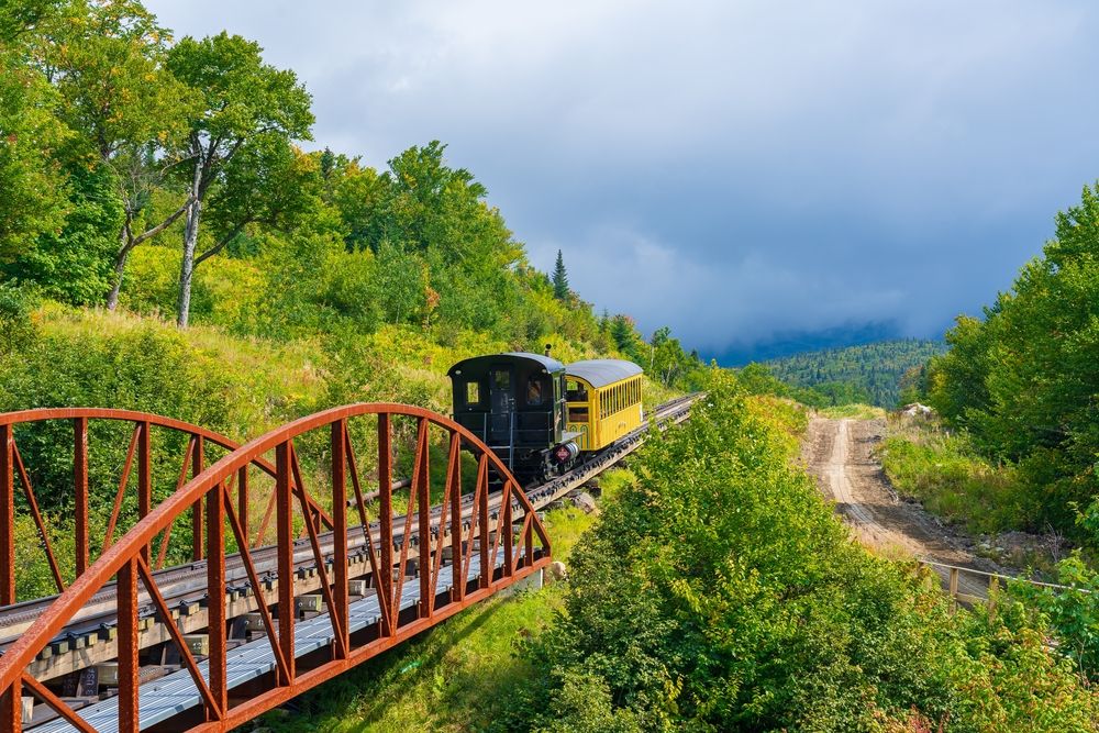ferrovia nas Montanhas Brancas de New Hampshire