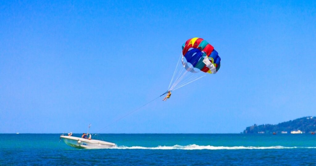 Parasailing in the sea