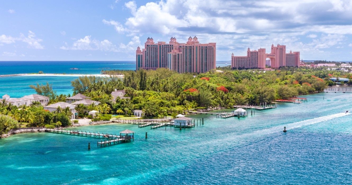 Ilha paradisíaca com o Atlantis Resort ao fundo, Nassau, Bahamas