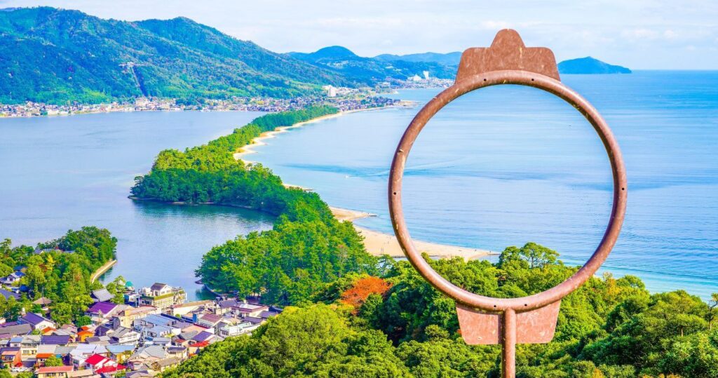 Amanohashidate, japan, also known as the 'bridge to heaven'