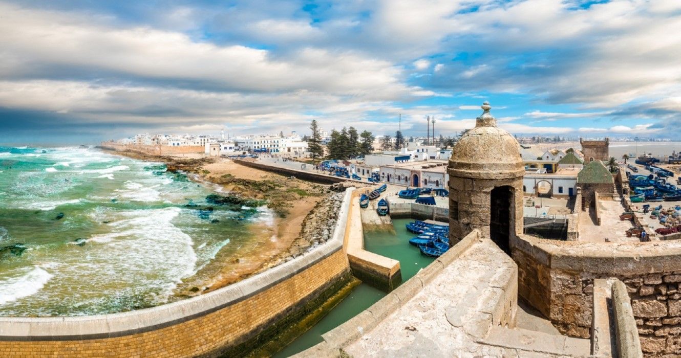 Antiga fortaleza e porto de pesca de Essaouira, Marrocos