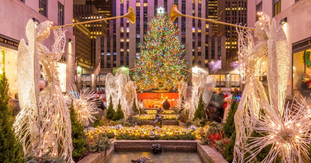 rockefeller christmas light display in new york city