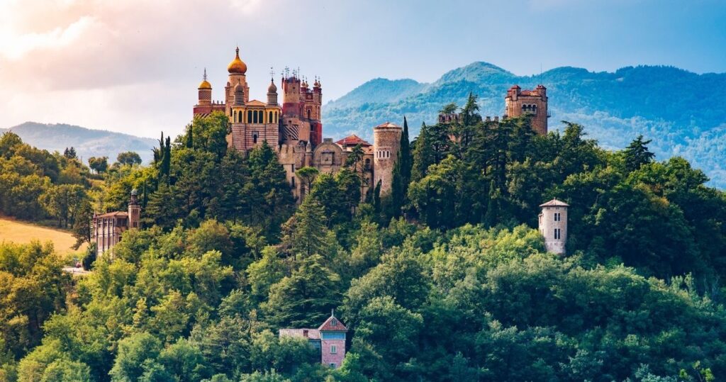 a castle in the mountains of bologna, italy