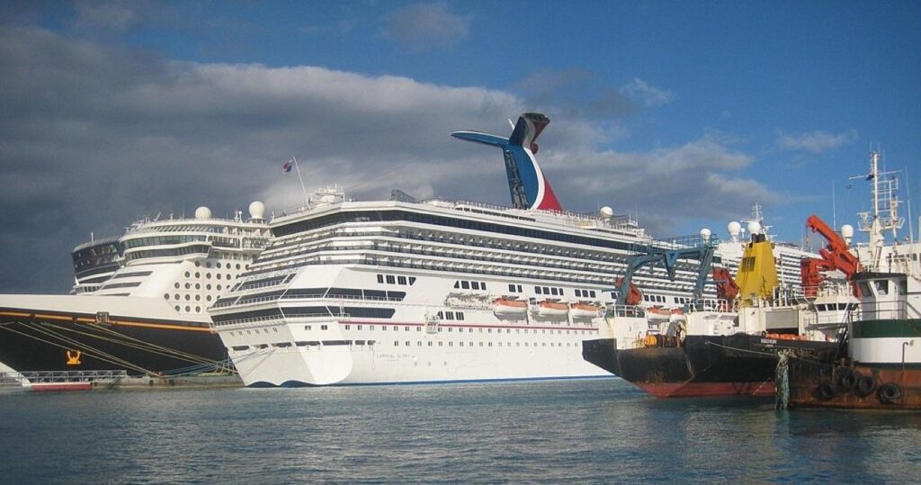 The Carnival Glory and Disney Dream, docked at Nassau, the Bahamas