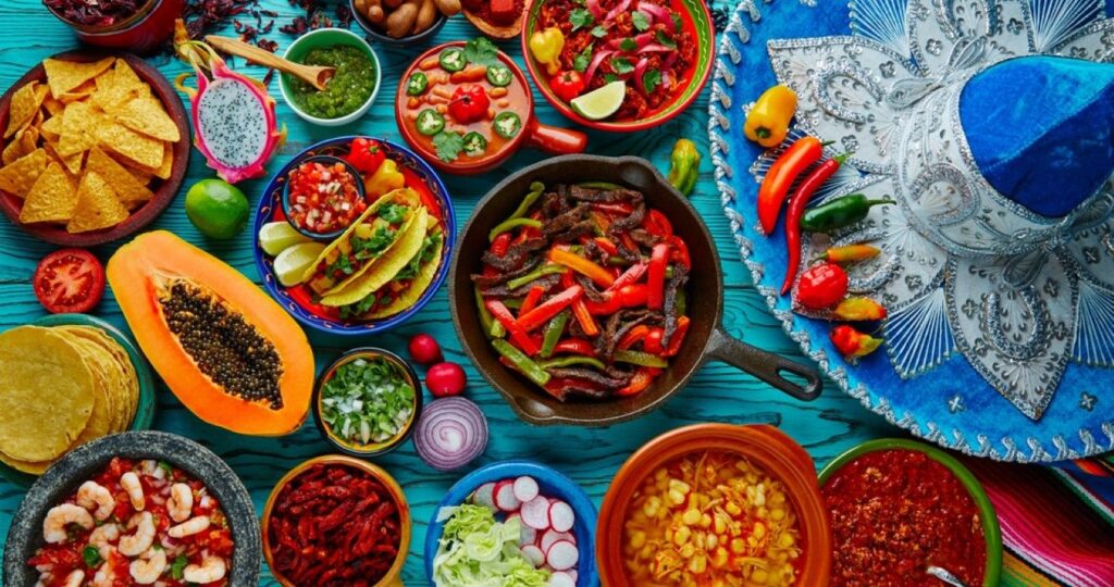 Mexican food mix with Sombrero