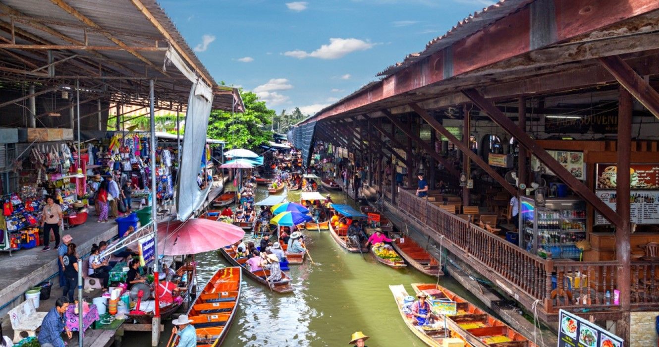 Mercado flutuante de Damnoen Saduak, Tailândia