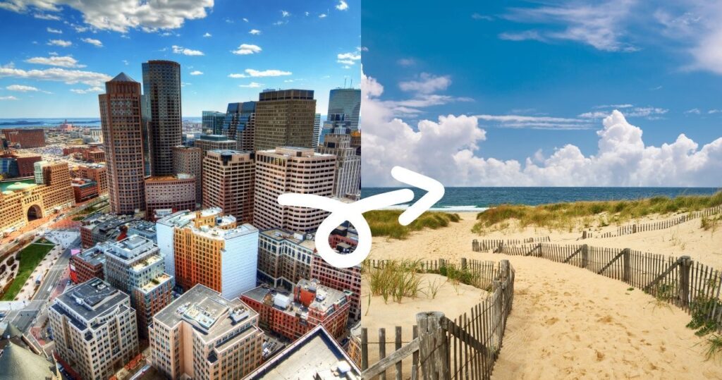 boston aerial view, cape cod beach