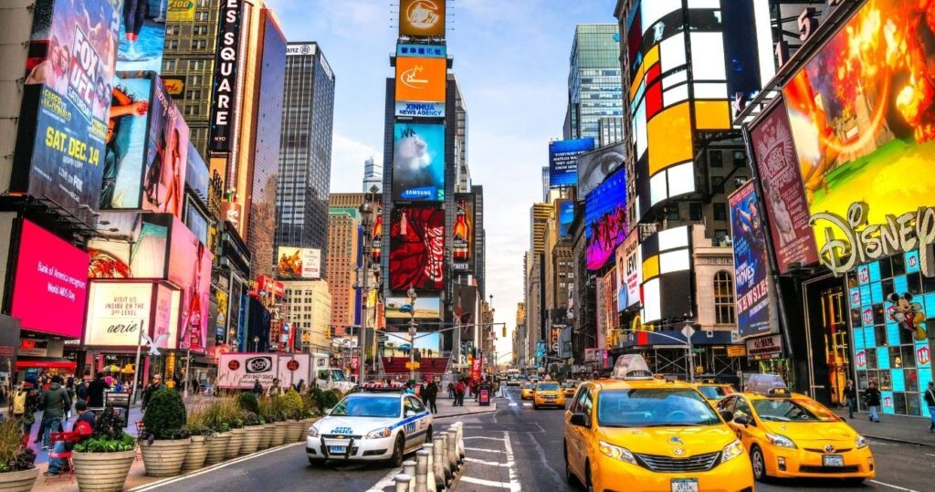 busy street in midtown, manhattan, nyc