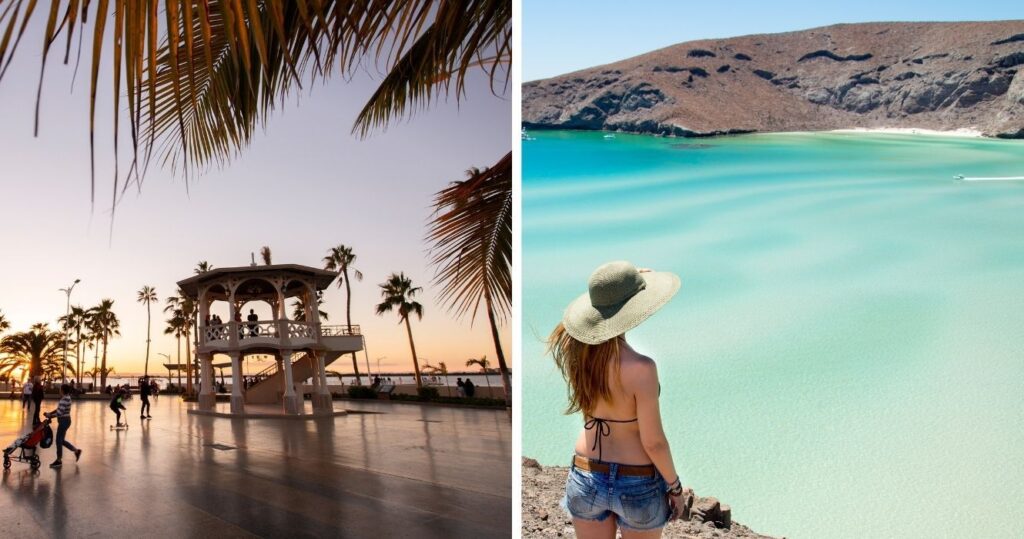 la paz, baja beach at sunset