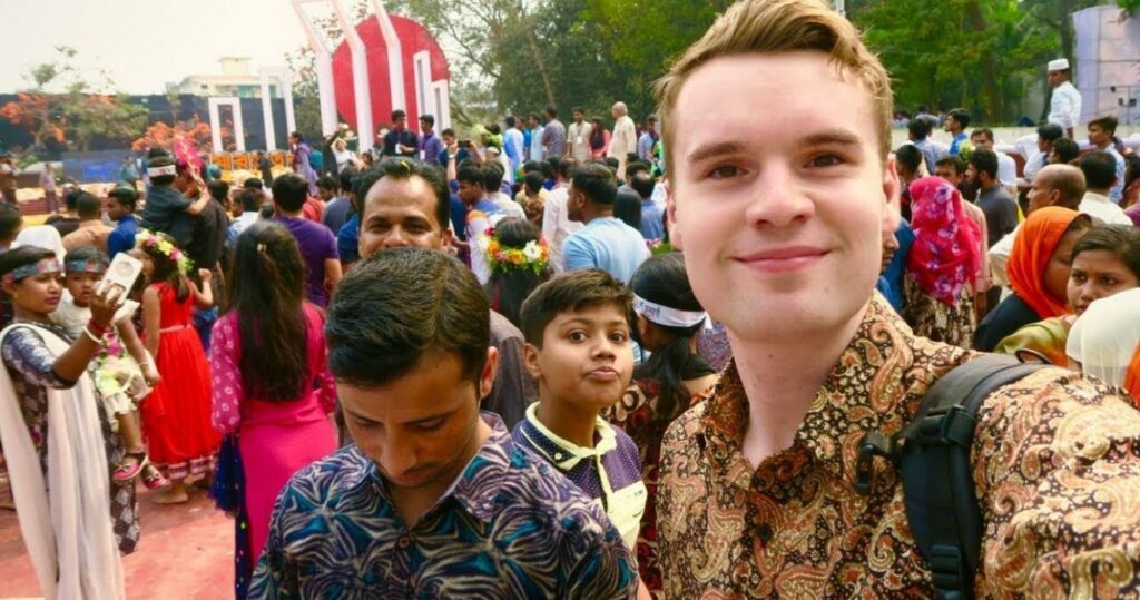 American tourist taking a selfie in Bangladesh