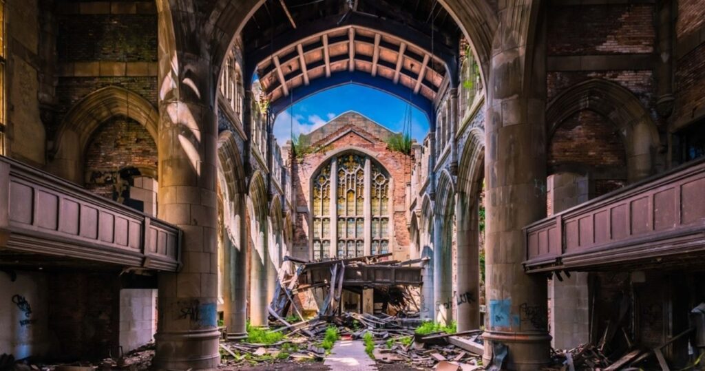 a church that's falling apart in gary, indiana