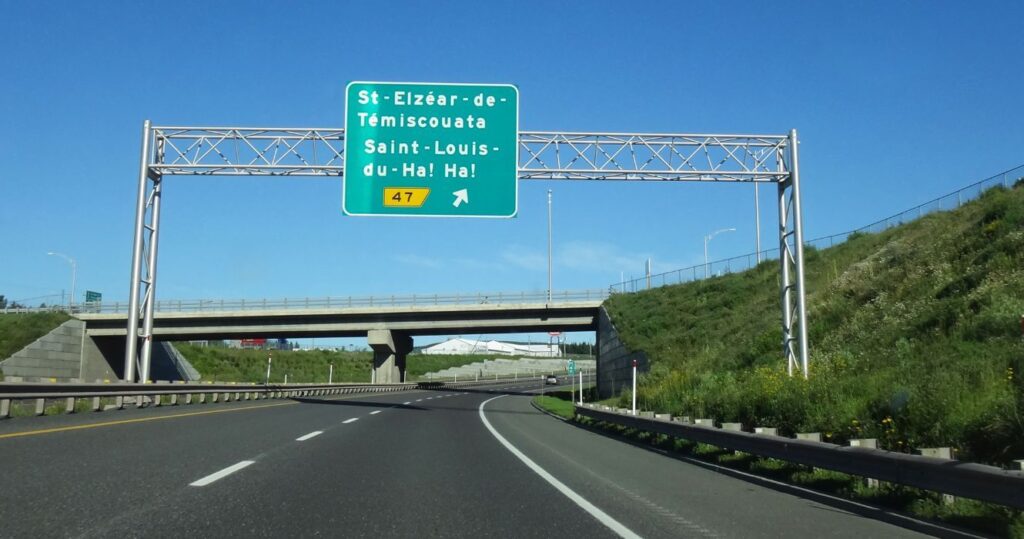 a sign for saint lous du ha! ha!, canada