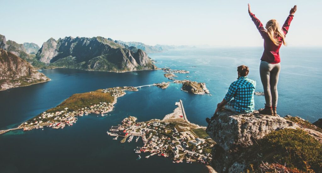 Couple traveling together in Norway