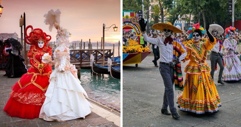 halloween in venice, italy, dia de los muertos in mexico