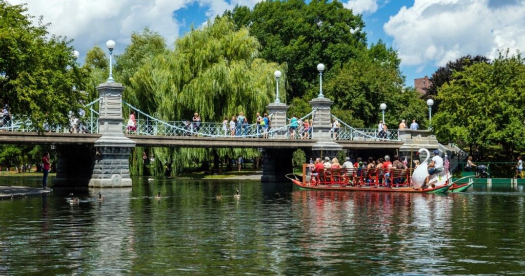 Ride on the famous swan boats at the Boston Public Garden