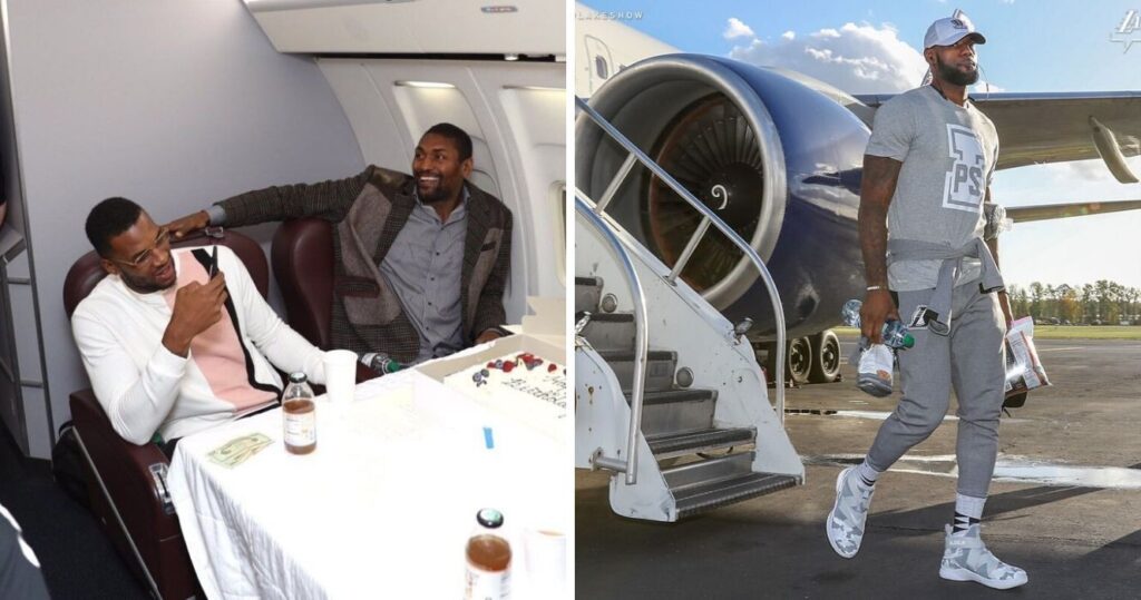 Players on a private jet/player getting off a private jet LA Lakers