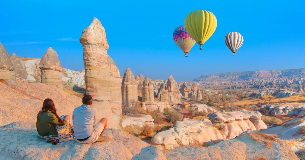 hot air balloons over love valley, cappadocia