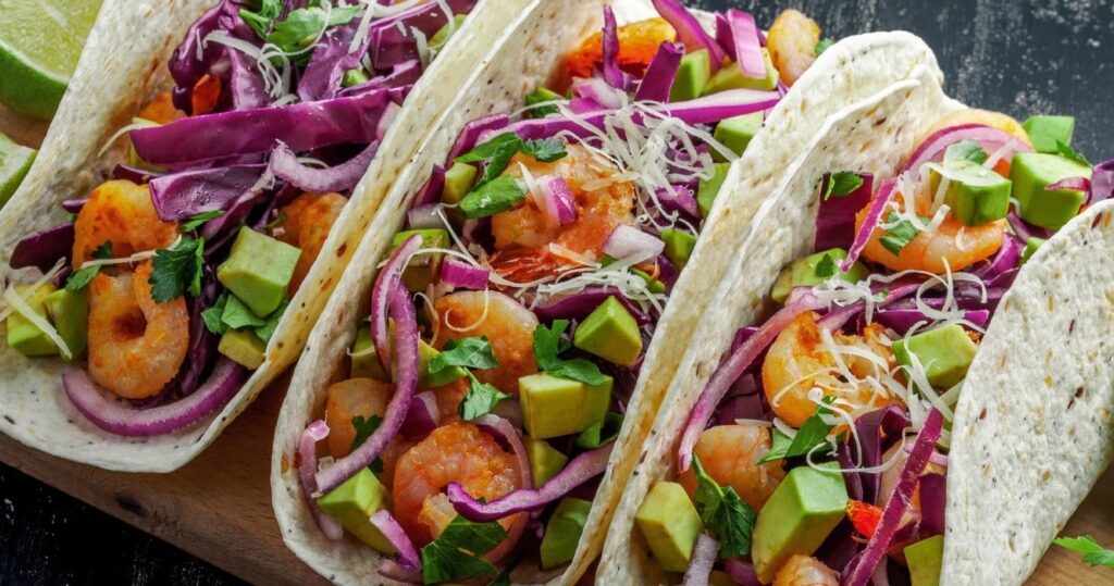 shrimp tacos with avocado